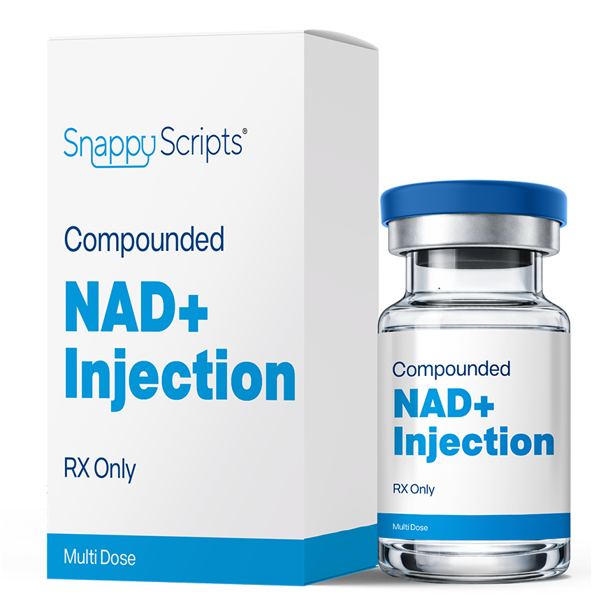 NAD+ injection treatment vial and supplies