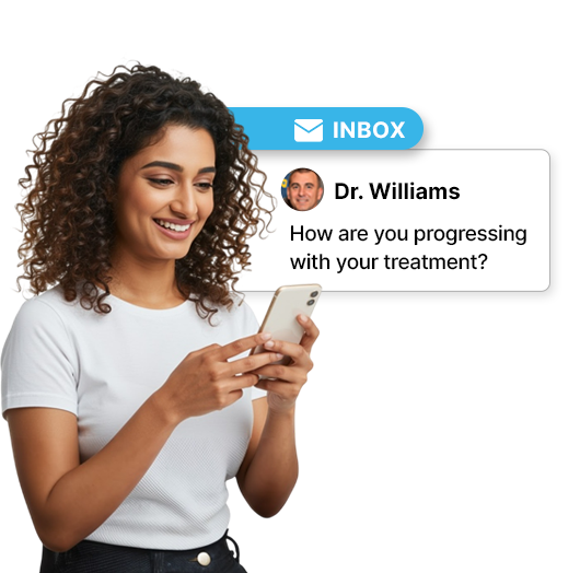 Patient receiving ongoing online care and support