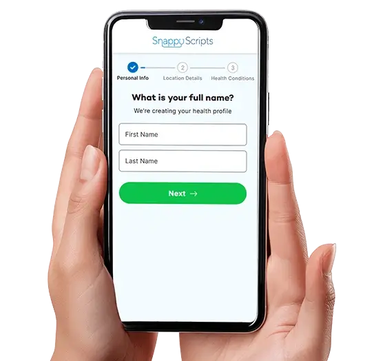 Patient completing a secure online Thrive+ intake questionnaire