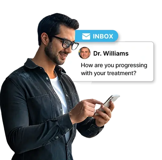 Patient receiving ongoing online care and support